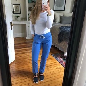 Figs High Waisted Tall Blue Yola Skinny Scrub Pants Tall Small